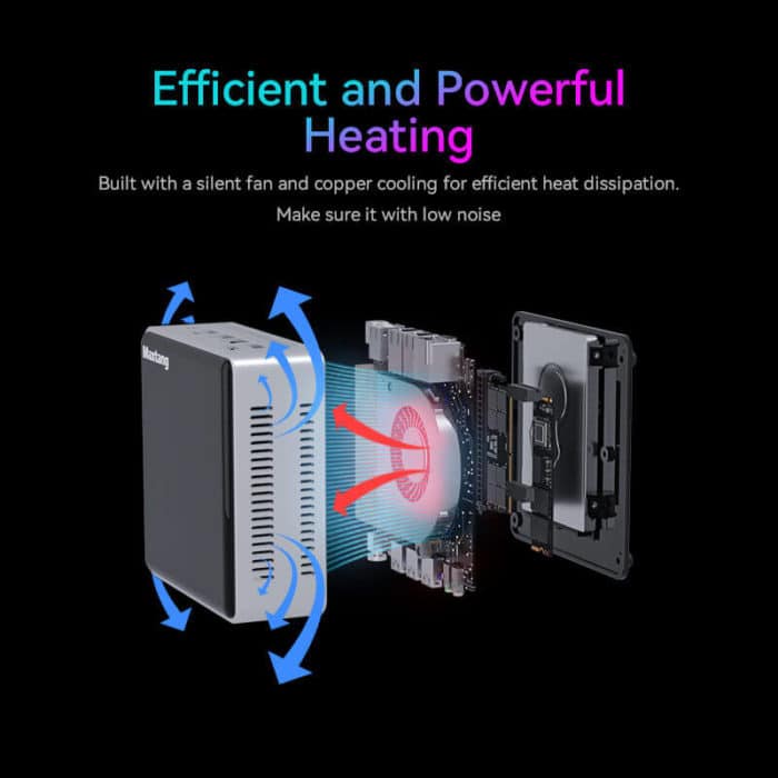 Efficient Cooling: Silent Fan and Copper Cooling