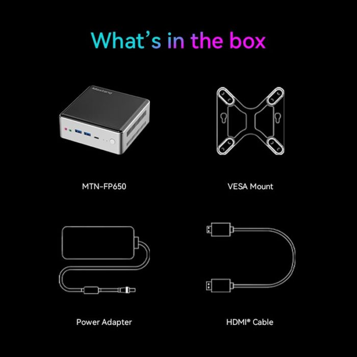 What's in the box for MTN-FP650 mini PC