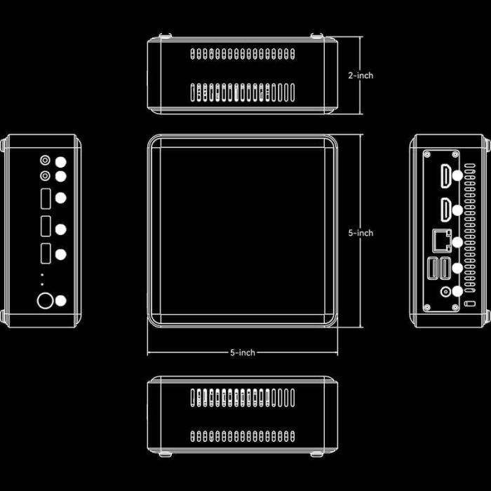 Dimensions of MTN-FP50 Mini PCs